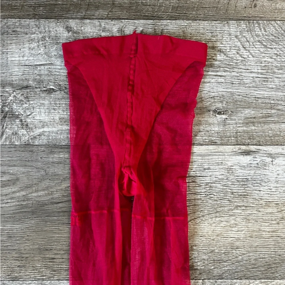 GCDS Semi Sheer Logo Red Tights